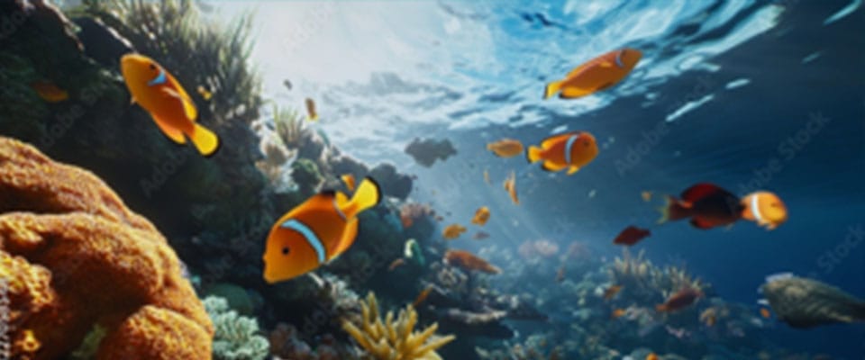 coral reef with many fish