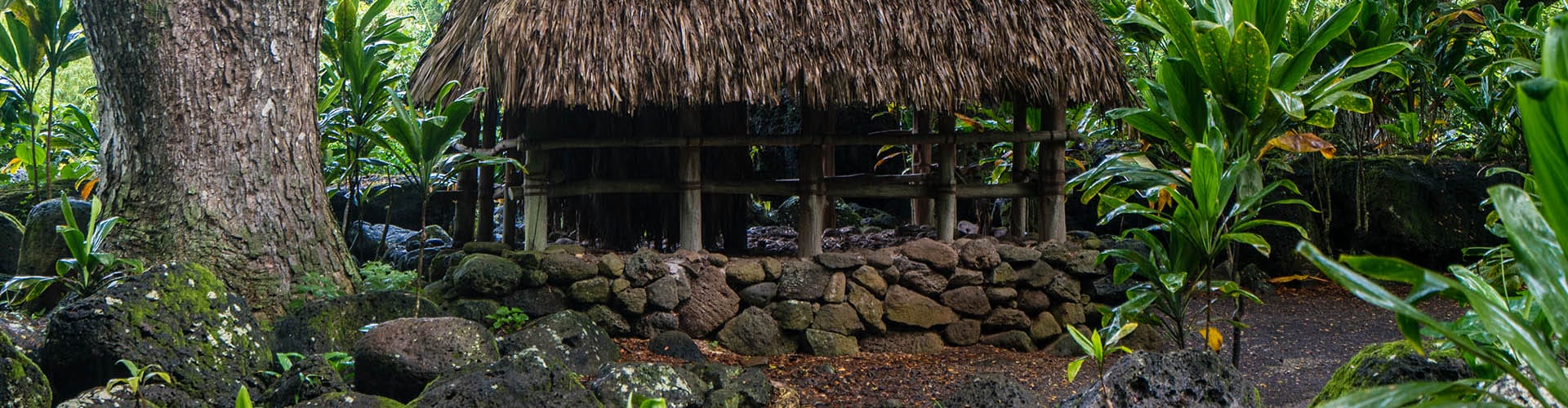 hawaiian hut, Kāneiʻolouma Heiau